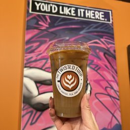 20oz Iced Latte (~$6): with lavender & vanilla bean (+$1) and macadamia milk (75¢) 20oz Iced Latte (~$6): with lavender & vanilla bean (+$1) and macadamia milk (75¢)
