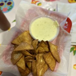 Street Tacos - Cheese dip with homemade flour chips