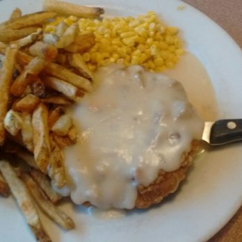 Midvale Mining Cafe & Catering - Chicken fried steak, french fries and corn. - Breakfast & Brunch Near Me - Midvale, Utah