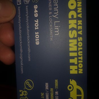 Kenny Key Solution Locksmith - His business card. Contact him. - Keys & Locksmiths Near Me