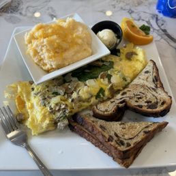 Create your own Omelette, grits, raisin toast Create your own Omelette, grits, raisin toast