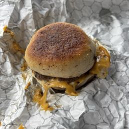 My sourdough English muffin with sausage egg and cheese My sourdough English muffin with sausage egg and cheese