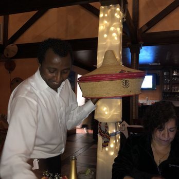 Blue Nile - My family is Mexican so when we saw this we were like "oh! A sombrero!" -- This is what they brought the food in - Ethiopian Near Me - Houston, Texas