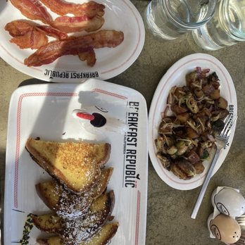 Breakfast Republic - Applewood Bacon, Brussels Sprouts, and Brioche French Toast. - Breakfast & Brunch Near Me - Palm Desert, California