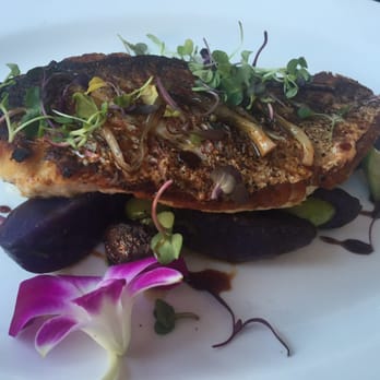 The Vault - Red snapper with purple potatoes and asparagus. - New American Near Me - Beacon, New York