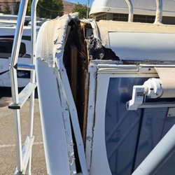 Fleet Body Worx - Cut a low corner just a little too close but he was glad that we can fiberglass repair and paint match the colors