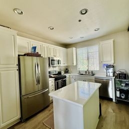 Kitchen Remodel. Includes new countertop, new kitchen sink and restoration of kitchen sink cabinets