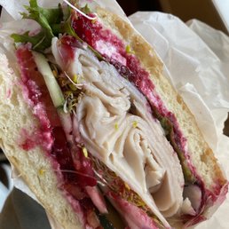 Cranberry Turkey on focaccia. Cranberry Turkey on focaccia.