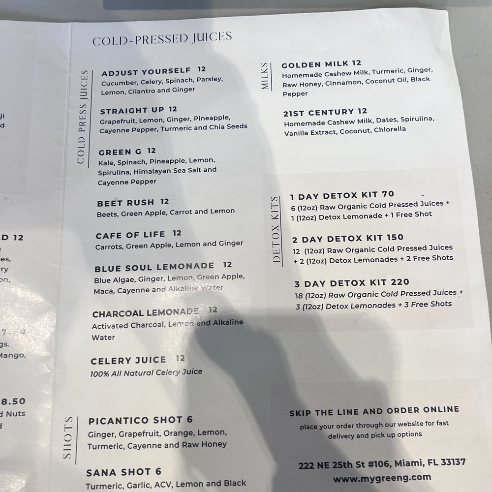 Green G - Juices Menu - Juice Bars & Smoothies Near Me - Miami, Florida Green G - Juices Menu - Juice Bars & Smoothies Near Me - Miami, Florida