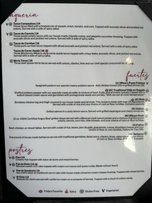 Menu photo 6 Frida’s Kitchen & Bar Bryan, TX