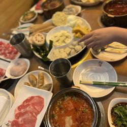 LaoJie Hotpot Manhattan - Assorted of meats, veggies and noodles