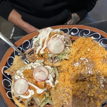 El Canario Carnitas - asada sopes, rice and beans. the beans and rice are amazing! they're authentic and so fresh! - Mexican Near Me - Temecula, California