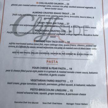 Cliffside Restaurant - Menus 2 - American Near Me - St George, Utah
