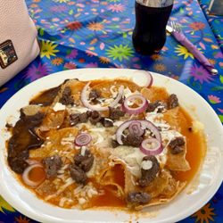 Cantina Habanero - Chilaquiles with skirt steak and red sauce!