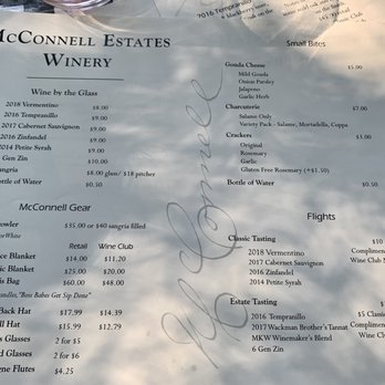 McConnell Estates Winery - Menu - Wineries Near Me - Elk Grove, California McConnell Estates Winery - Menu - Wineries Near Me - Elk Grove, California