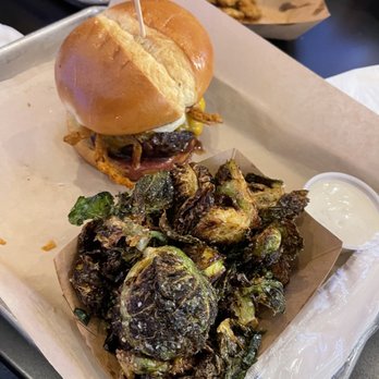 The Flying Cow - Bbq burger & baked brussel sprouts - Burgers Near Me - Richmond, Texas The Flying Cow - Bbq burger & baked brussel sprouts - Burgers Near Me - Richmond, Texas