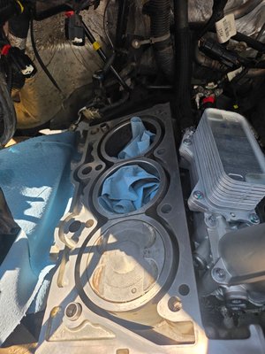 2018 jeep wrangler 3.6l (coolant in oil) - 2018 jeep wrangler came in for an oil cooler leaking. Failed block test. Coolant was in oil. Misfired upon start up. Removed passenger side head and found head gasket was blown inbetween cylinders. Removed driver side head, found no issues but it's good practice to replace both gaskets and get the heads resurfaced/ check for cracks. Replaced all timing chain components, gaskets, flushed coolant, new oil, new oil cooler, full tune up. Once all was finished. Started right up with no issues. Took me 10 days from beginning to end. Full repair with all components was under 3000 out the door.