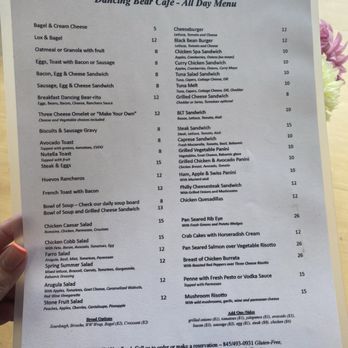 Dancing Bear Cafe - Menu - Coffee & Tea Near Me - Pawling, New York
