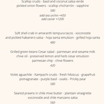 ARCA - Dinner menu - Cocktail Bars Near Me - Tulum, ROO