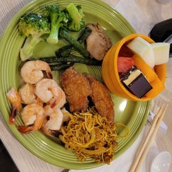 Driftwood Chinese Buffet - Second plate, those butter shrimp were salty but so good!! Wings were crispy and juicy.