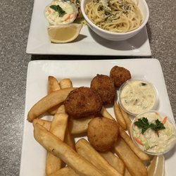 Denville Seafood - Lunch fried scallops & garlic butter haddock with linguini