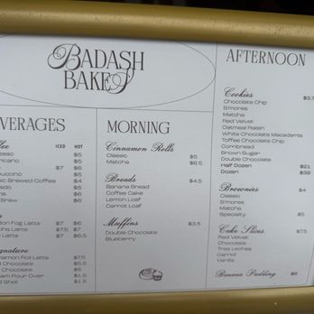 Badash Bakes - Outside menu - Bakeries Near Me - Pasadena, California