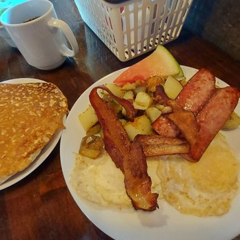Knight Street Cafe - 2.2.2.2. breakfast 2 eggs, 2 maple smoked bacon, 2 sausages farmer's sausage, 2 buttermilk pancakes - Cafes Near Me - Vancouver, British Columbia Knight Street Cafe - 2.2.2.2. breakfast 2 eggs, 2 maple smoked bacon, 2 sausages farmer's sausage, 2 buttermilk pancakes - Cafes Near Me - Vancouver, British Columbia