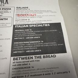 The "Italian Specialties" sandwiches both say they're served on their house-made foccacia, but that's not true. The "Italian Specialties" sandwiches both say they're served on their house-made foccacia, but that's not true.