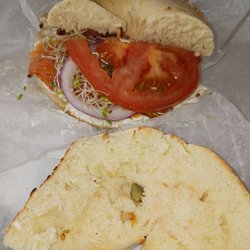 Blue Sky Bagels - Lox, cream cheese, onion, tomato, sprouts