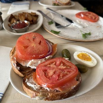 Oddfellows Cafe & Bar - My order of lox, eggs, tomatoes over cream cheese and sourdough bread. - Breakfast & Brunch Near Me - Seattle, Washington Oddfellows Cafe & Bar - My order of lox, eggs, tomatoes over cream cheese and sourdough bread. - Breakfast & Brunch Near Me - Seattle, Washington