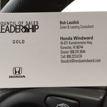 Honda Windward - Here is Bob Laudick biz card give him a call. - Car Dealers Near Me - Kaneohe, Hawaii Honda Windward - Here is Bob Laudick biz card give him a call. - Car Dealers Near Me - Kaneohe, Hawaii