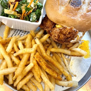 Penguin Drive In - Nashville Hot Chicken Sandwich - 1 fries and side salad - Burgers Near Me - Charlotte, North Carolina