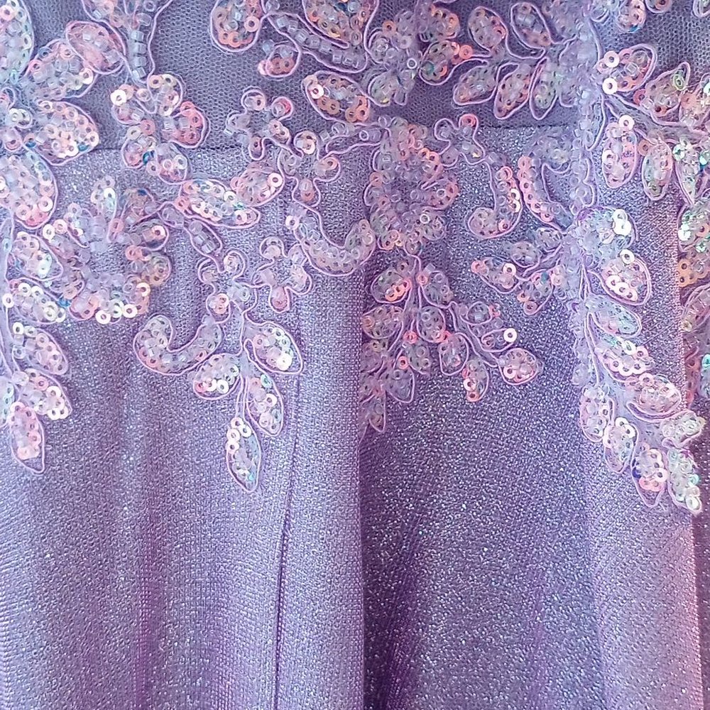 open lace back dress One Shoulder Pleats Side Split Sheath Prom Dress Party Gown PSK681 US2 / Lilac