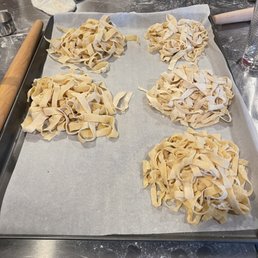 Homemade pasta made by the class participants