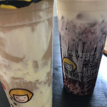 Happy Lemon - D5. Boba Milk Tea With Puff Cream and A11 Mixed Berry Green Tea with Salted Cheese - Juice Bars & Smoothies Near Me - Daly City, California