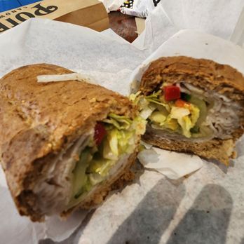 Potbelly - Toasted Turkey Avo on Multigrain with roasted red peppers, lettuce, onions, mayo and Italian seasoning - Sandwiches Near Me - Washington, DC, District of Columbia Potbelly - Toasted Turkey Avo on Multigrain with roasted red peppers, lettuce, onions, mayo and Italian seasoning - Sandwiches Near Me - Washington, DC, District of Columbia