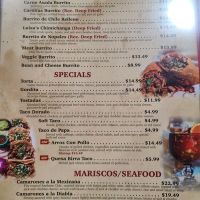 Menu photo 8 Dona Luisa's Mexican Grill Norco, CA