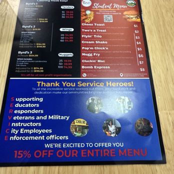 Byrd’s Hot Chicken - Menu - Chicken Wings Near Me - Boynton Beach, Florida