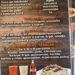 Zazue Tacos - Catering menu - (I think)