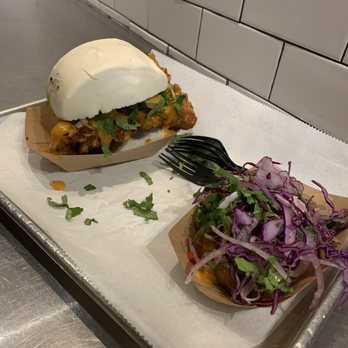 Ekiben - THE NEIGHBORHOOD BIRD Taiwanese curry fried chicken thigh topped with spicy sambal mayo, pickles, and fresh herbs. - Asian Fusion Near Me - Baltimore, Maryland