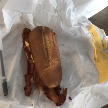 Grab & Go - Bacon Egg n' Cheese. Mind you I didn't touch the cheese it was there when I opened it. This isn't a roll. And it's burnt. Garbage. - Sandwiches Near Me - San Diego, California Grab & Go - Bacon Egg n' Cheese. Mind you I didn't touch the cheese it was there when I opened it. This isn't a roll. And it's burnt. Garbage. - Sandwiches Near Me - San Diego, California
