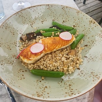 River Crab - Halibut with couscous - Breakfast & Brunch Near Me - St Clair, Michigan River Crab - Halibut with couscous - Breakfast & Brunch Near Me - St Clair, Michigan