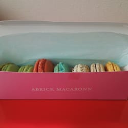 Abrick Macaronn - Yum yum in box; rosewater, pistachio, caramel and espresso macarons among others!