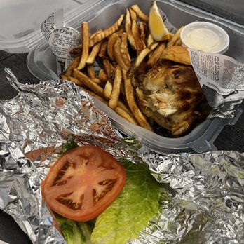 The Crab Shack -Edgewater - Crab cake sandwich and fries. Delicious! Yes, I had started eating the fries and crab cake. - Seafood Near Me - Edgewater, Maryland