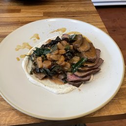 Lamb Loin with Charred Onion-eggplant Soubise, Leeks, Sweet Peppers and Ayers Creek Plums. Lamb Loin with Charred Onion-eggplant Soubise, Leeks, Sweet Peppers and Ayers Creek Plums.