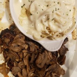 Turtle's Tap - Smokhouse ribeye with mushrooms and Alfredo!