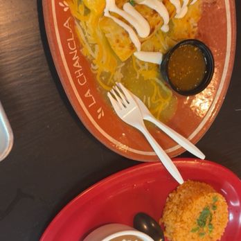 La Chancla Mexican Grill - Two chili Verde enchiladas - Mexican Near Me - Long Beach, California