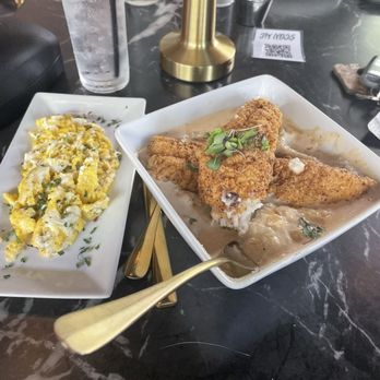 Prey - Catfish and grits with scrambled eggs - Cajun/Creole Near Me - Houston, Texas