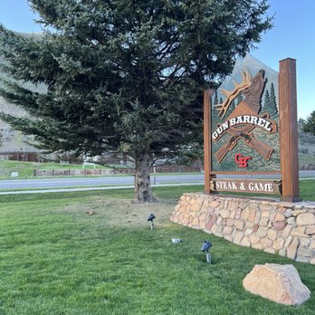 Gun Barrel Steak and Game House - Front sign 5/17/24 - Steakhouses Near Me - Jackson, Wyoming Gun Barrel Steak and Game House - Front sign 5/17/24 - Steakhouses Near Me - Jackson, Wyoming