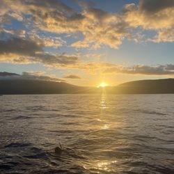 Maui Dreams Dive - Sunrise on the way out to the Molokini crater dive site.